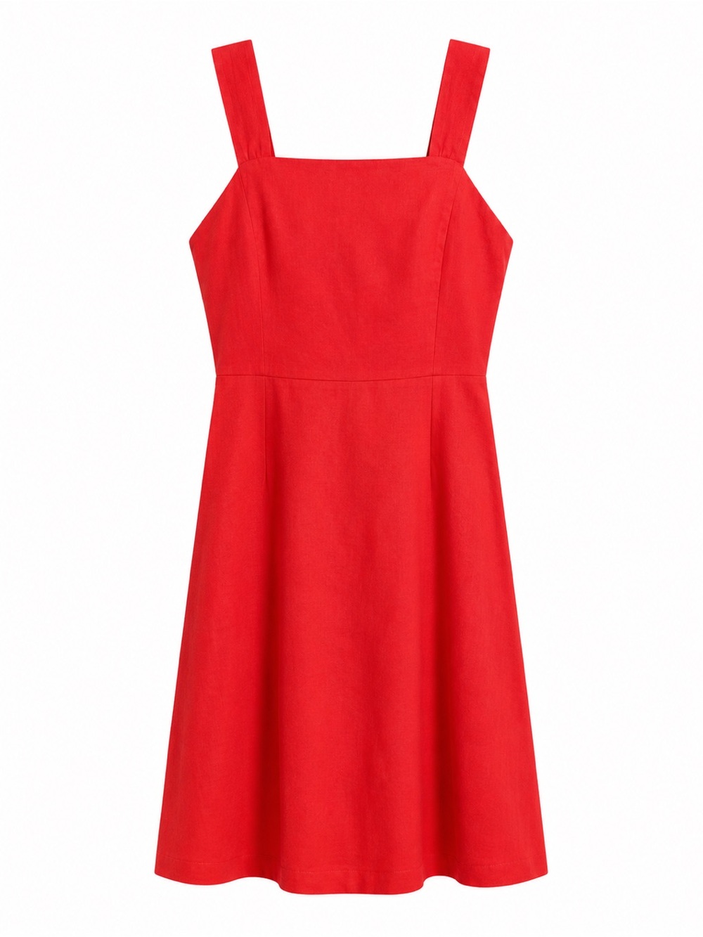 Halston Red Linen Blend Sleeveless Square Neck Dress Size 2
